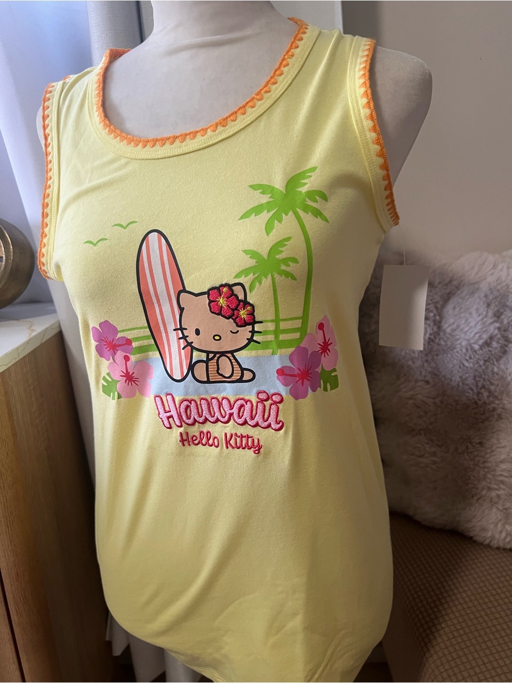 Hello Kitty Yellow Tropical Surf Tank Top